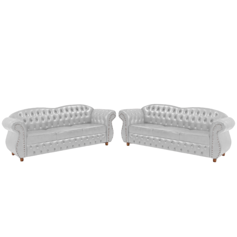 Dois Sofás Chesterfield Merlo 3 lugares 1,80 - Corano Branco / Decoração, recepção, Barbea