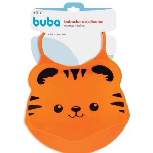Babador de Silicone com Pega Migalhas - Gumy Laranja - Buba