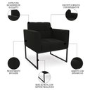 Ver imagem 5 de Sofá Namoradeira e 1 Poltrona Base Industrial Preto Ana Suede Preto - Ibiza