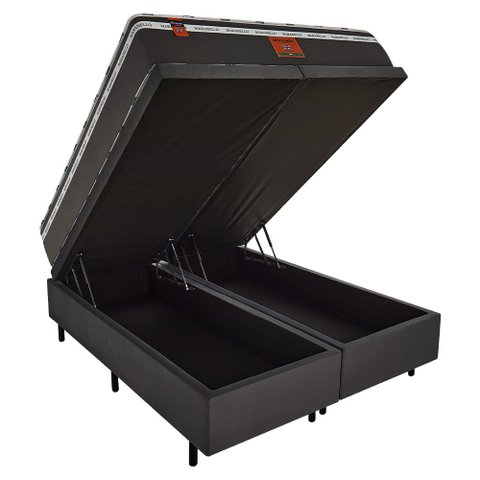 Cama Box Baú com Colchão Queen Size Molas Ensacadas Maranello Firme Fortezza 158x198