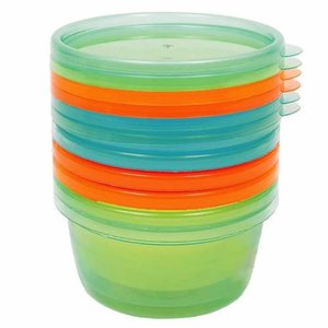 Kit 6 Potes Para Papinha 180ml Azul/laranja Buba