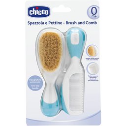 Escova e Pente Chicco Cerdas Naturais Azul - 2