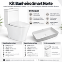 Ver imagem 3 de Kit Banheiro com Vaso Sanitário Monobloco Smart 275 e Cuba de Apoio Mamoré 61x35cm Smart Norte Branco