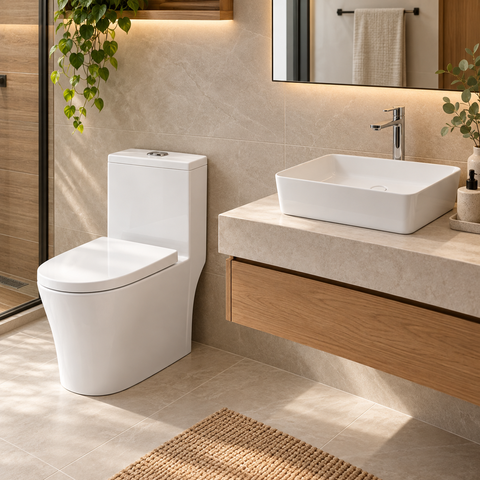 Kit Banheiro com Vaso Sanitário Monobloco Smart 275 e Cuba de Apoio Mamoré 61x35cm Smart Norte Branco