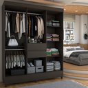 Ver imagem 2 de Guarda-roupa Solteiro Leal 8 Portas 2 Gavetas Ébano - Panorama Móveis