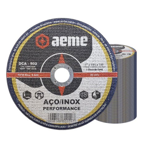 Disco Corte Aeme Aço/inox Dca 502 7x1/8x7/8 2t (178x3.2x22.2) 50 Unidades