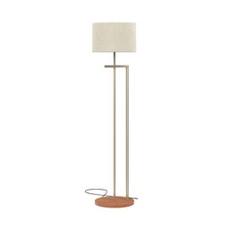 Luminária Salone Aço Carbono Champanhe Cúpula em Tecido Brugges Palha - 3