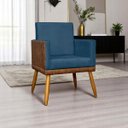 Ver imagem 1 de Poltrona Decorativa para Sala Recepção Escritório Consultório Lis Corino Peroba e Suede