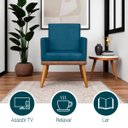 Ver imagem 4 de Poltrona Decorativa para Sala Recepção Escritório Consultório Lis Corino Peroba e Suede