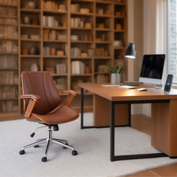 Cadeira de Escritório Ergonômica Giratória Couro Fratini Kopenhagen Diretor Office Marrom - 3