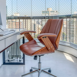 Cadeira de Escritório Ergonômica Giratória Couro Fratini Kopenhagen Diretor Office Marrom - 2