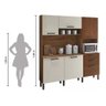 Armário de Cozinha Ferrara com Portas Ripada e Nicho para Forno Marrom Off White - Kids Paraná - 4