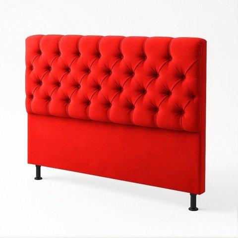 Cabeceira Cama Box Casal King Size 195cm Valentina Estofada Vermelho