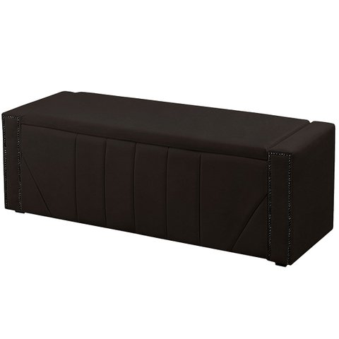 Calçadeira Baú Casal King Size Estofada Toronto Veludo Marrom