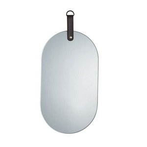Espelho Oval com Alça em Vidro Fumê