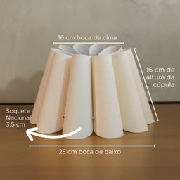 Cúpula de Abajur Pétala Pequena 16x16x25cm Tecido Algodão Soquete Nacional Cor Bege - 3