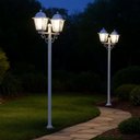 Ver imagem 4 de Kit 2 Postes 210cm Luminária Externo de Chão Clássicos Dital Branco Jardim Praças Residenciais