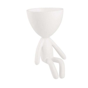 Vaso Boneco Bob Branco de Sentado em Poliresina