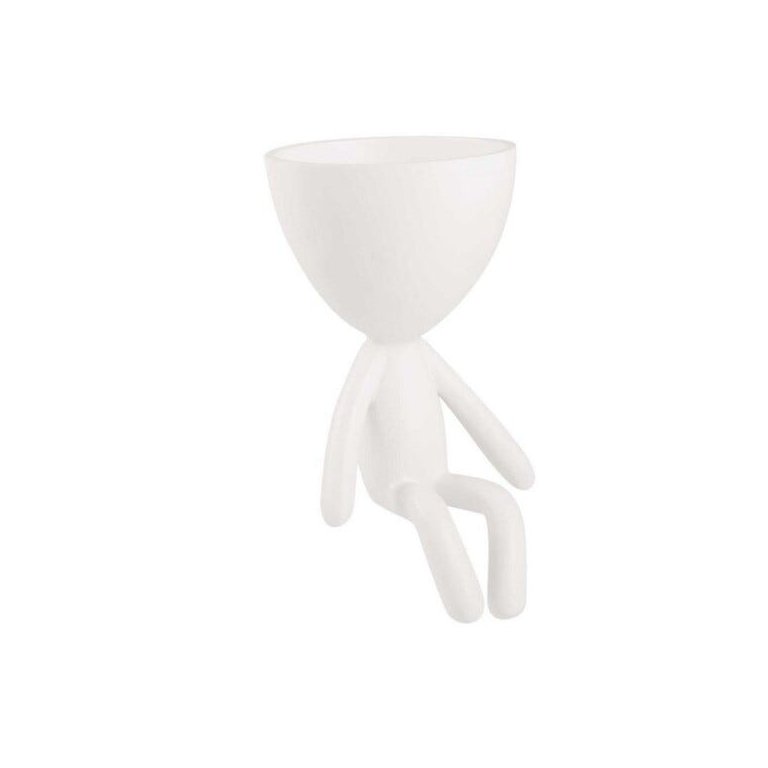 Vaso Boneco Bob Branco de Sentado em Poliresina