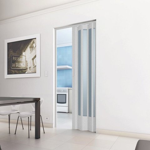 Porta Sanfonada de PVC Translucido 210cm x 60cm Plastporta Bcf Puntinato com