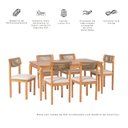 Ver imagem 6 de Conjunto Sala de Jantar com 1 Mesa Tampo Laminado 160cm e 6 Cadeiras Encosto Corda Florença Bege/Mel