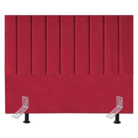 Cabeceira Estofada Cama Box King 195 Cm Lídia Suede e Frame Vermelho