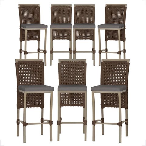 7 Banqueta em Alumínio Roma Fendi Corda Náutica Tecido 11