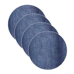 Sousplat com Capa Estampa Jeans Impressa Tecido Microfibra - 4 Peças - com Base - 1