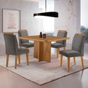 Ver imagem 1 de Mesa de Jantar Olímpia 90cm Mdf Canto Copo e com 4 Cadeiras Athenas