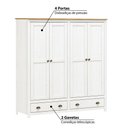 Ver imagem 3 de Guarda Roupa com 4 Portas e 2 Gavetas - Branco/Carvalho