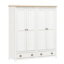 Ver imagem 1 de Guarda Roupa com 4 Portas e 2 Gavetas - Branco/Carvalho