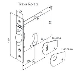 Fechadura Porta Pivotante Haga Externa Trava Rolete Preto Resinado 603 Roseta Redonda - 27457 - 3