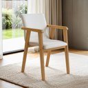 Ver imagem 3 de Kit 6 Cadeiras com Braço para Sala de Jantar Pés Madeira Maciça Flora Bege/Cinamomo/Veludo Palha