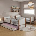 Ver imagem 2 de Kit 2 Camas Solteiro Star com 1 Cama Auxiliar e 3 Colchões Divaloto Móveis - Branco Mel