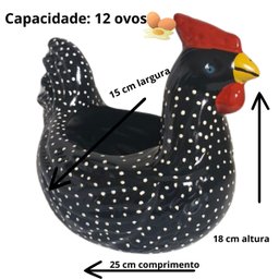 Porta Ovo Decorativo Organizador Galinha Angola Cerâmica - 4