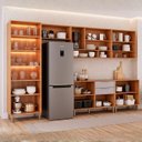 Ver imagem 4 de Cozinha Modulada 6 Peças com 1 Cristaleira 2 Balcões e 3 Armários Aéreo Celeste Bege Cinamomo/Platina