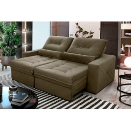 Sofá Retrátil Reclinável Sevilha 300cm Suede Velut com Molas Ensacadas - King House - 1