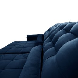 Sofá Retrátil/Reclinável Alaska 2,70m Suede Velut Azul Marinho c/ Molas no Assento - King House - 6