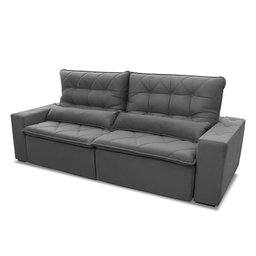 Sofá Retrátil/Reclinável Islândia 3,00m Suede Velut Cinza c/ Molas no Assento - King House - 4