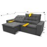 Sofá Retrátil/Reclinável Islândia 3,00m Suede Velut Cinza c/ Molas no Assento - King House - 3