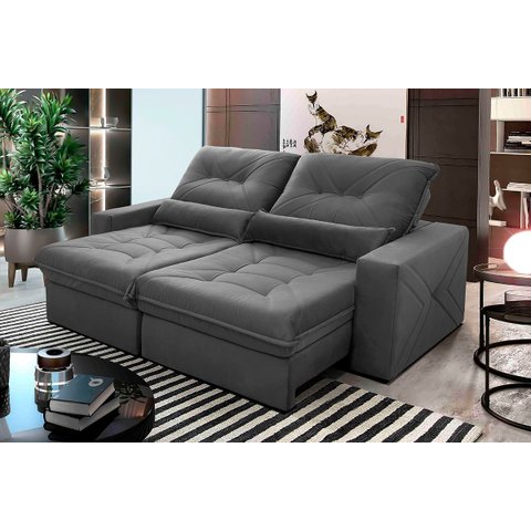 Sofá Retrátil Reclinável Sevilha 250cm Suede Velut com Molas Ensacadas - King House
