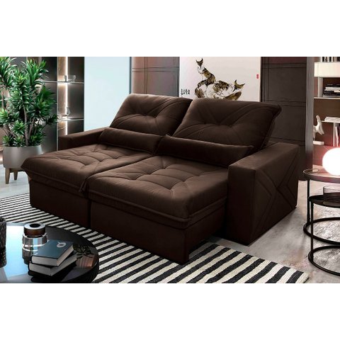 Sofá Retrátil Reclinável Sevilha 250cm Suede Velut com Molas Ensacadas - King House
