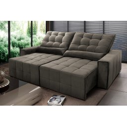 Sofá Retrátil/Reclinável Alaska 3,00m Suede Velut Tabaco c/ Molas no Assento - King House - 1