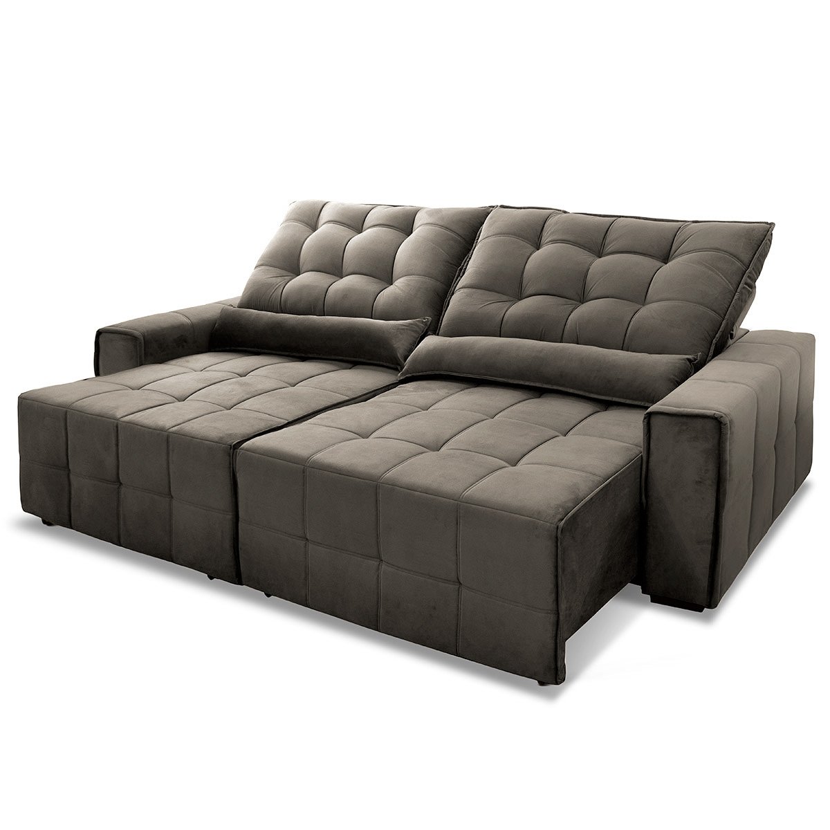 Sofá Retrátil/Reclinável Alaska 3,00m Suede Velut Tabaco c/ Molas no Assento - King House - 4