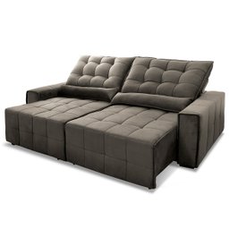 Sofá Retrátil/Reclinável Alaska 3,00m Suede Velut Tabaco c/ Molas no Assento - King House - 4
