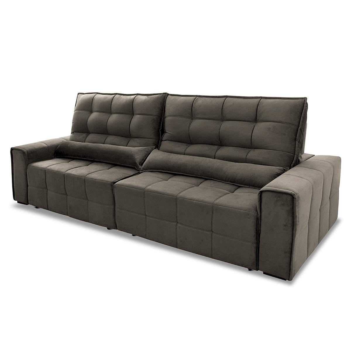 Sofá Retrátil/Reclinável Alaska 3,00m Suede Velut Tabaco c/ Molas no Assento - King House - 5