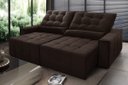 Ver imagem 1 de Sofá Retrátil/Reclinável Alaska 2,50m Suede Velut Marrom c/ Molas no Assento - King House