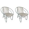 Kit 2 Cadeiras Decorativa Julia em Corda Náutica e Base em Alumínio Cinza/ Areia - 1