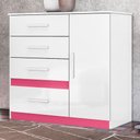 Ver imagem 1 de Cômoda Sapateira Vênus 1 Porta e 4 Gavetas Flex Branco/rosa - Moval