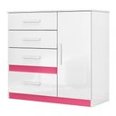 Ver imagem 2 de Cômoda Sapateira Vênus 1 Porta e 4 Gavetas Flex Branco/rosa - Moval